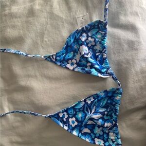 Floral Blue Bikini Top